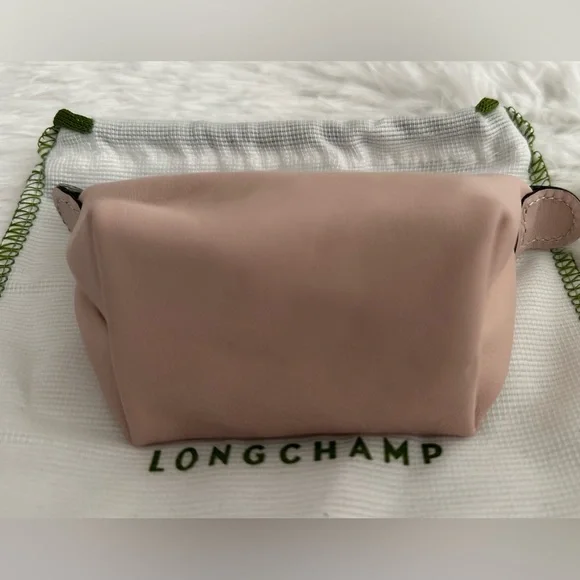 New Longchamp Le Pliage Pale Pink Leather Coin Purse - Picture 7 of 8